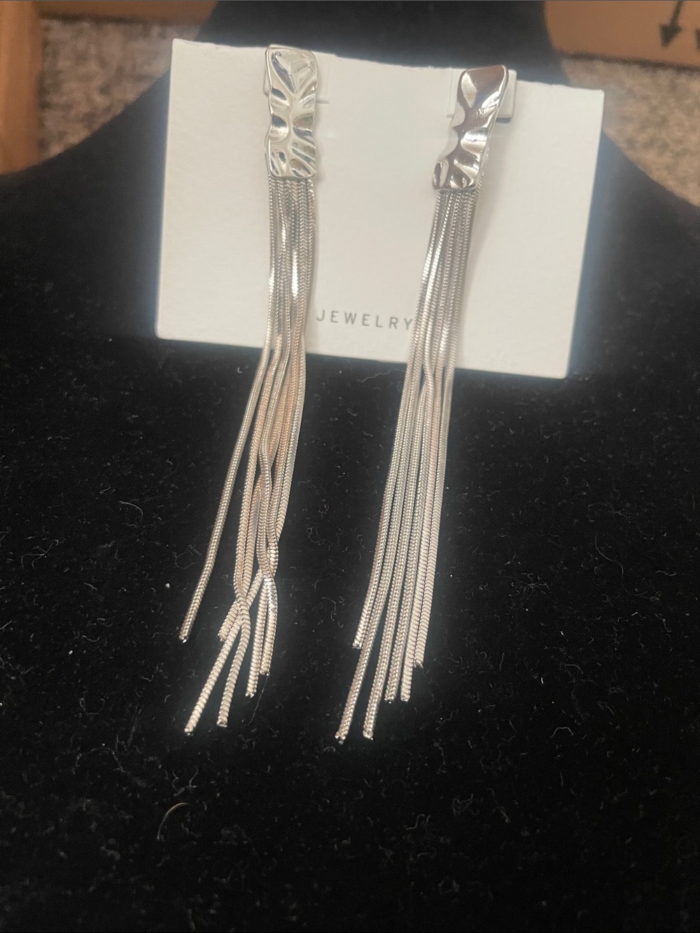 Silver Tassel Drop Earrings - Sleek Fringe Design